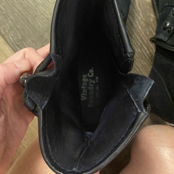 EUC Vintage Foundry Co. Black Leather Moto Boots Size 7 - Picture 10 of 11